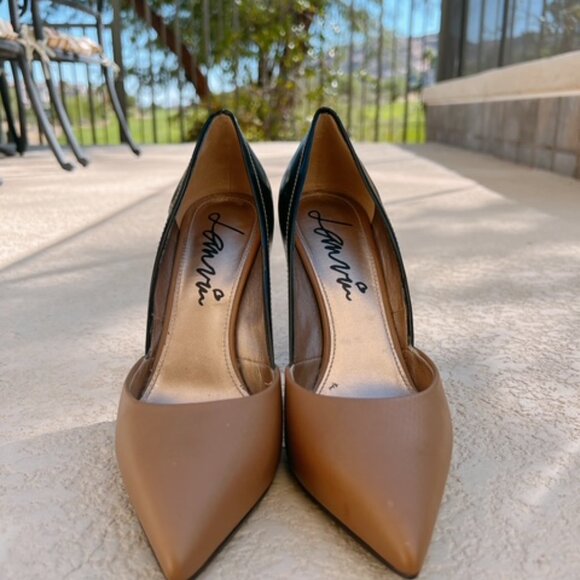 LANVIN SUPER COMFORTABLE LUXURY BEIGE & BLACK 4,5" HEEL SHOES ITALY - Picture 7 of 16